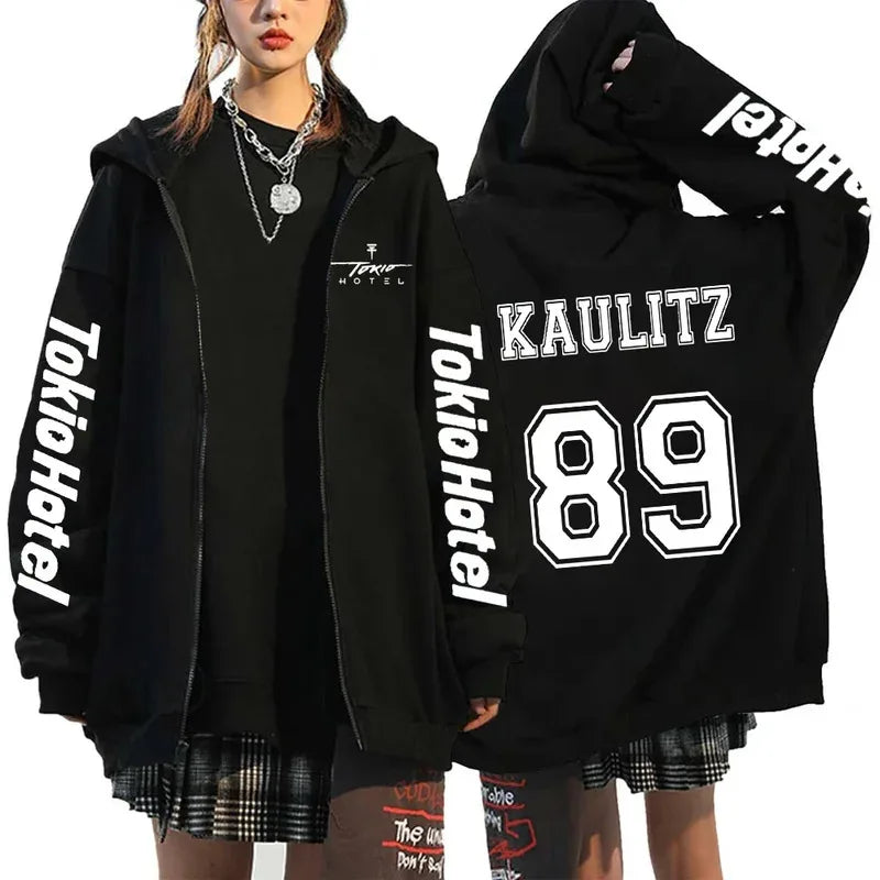 Kaulitz 89 Unisex Streetwear Hoodie – Oversized Fleece Zip Up Jacket for Men and Women