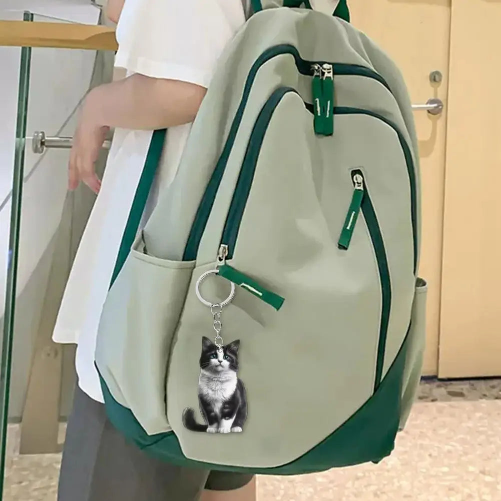 Cat Accessory for Car Keychain Double Acrylic Pet Hanging Decoration Mirror Wind