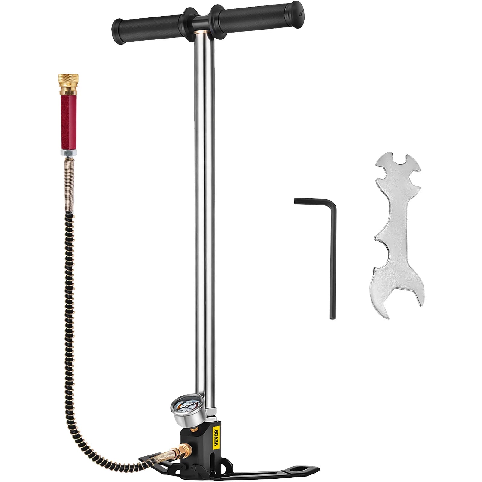VEVOR 3 Stage PCP Pump + Pressure Gauge 4500PSI Tire Kayak Ball Inflatable Air Gun Filling Stirrup High Pressure Hand Pump - trendingshoping.com
