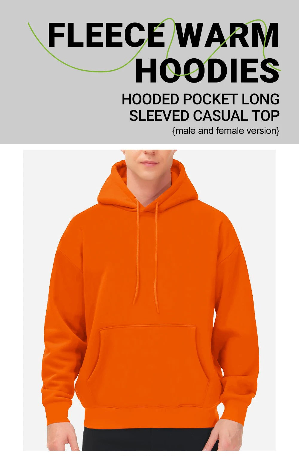 Men's Solid Oversized Fleece Hoodie – Warm Casual Hooded Sweatshirt with Pocket – Autumn/Winter Comfort Fashion Top
