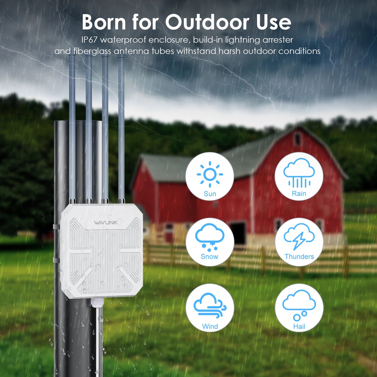 WAVLINK AC600/1200 High Power Outdoor Router Dual Band Weatherproof Long Range Mesh Technology 4 Directional Antennas - trendingshoping.com