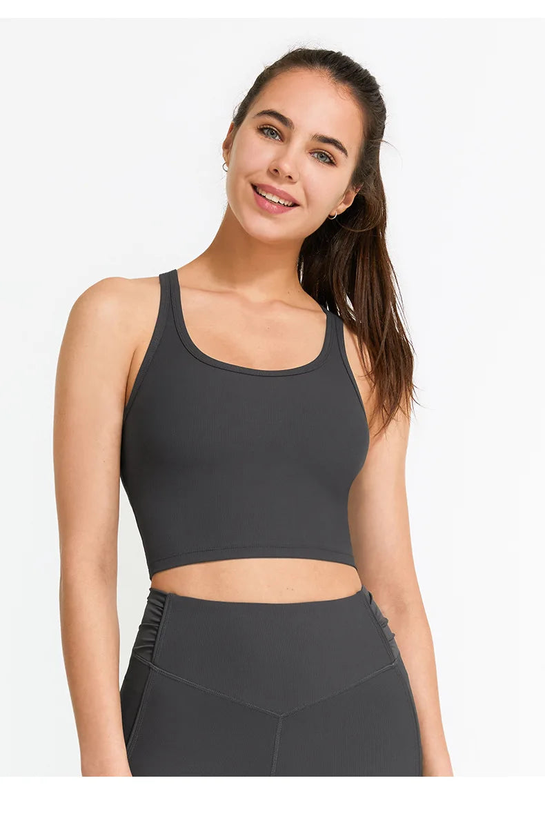 Women’s Workout Yoga Top Running Vest Cross Strap Sports Bra Style Gym Halterneck Fitness Tank