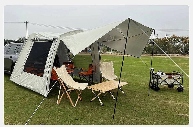 Lohascamping Portable Waterproof SUV Tail Car Docking Tent For 3 To 4 People Large Dome Sunshade Tunnel Style Tent