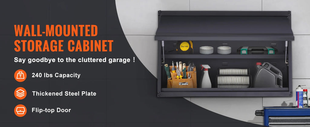 SucceBuy 120lbs per Shelf Metal Storage Cabinet 20'' Tall Wall-Mounted Steel Garage Cabinet with Adjustable Shelf for Office - trendingshoping.com