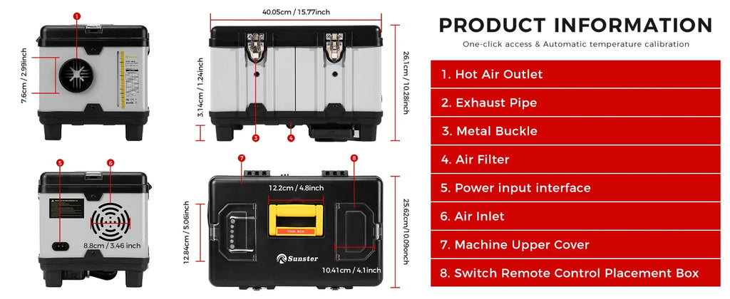 Sunster TB10pro 8KW Portable Diesel Air heater 12V/24V/220V w/Bluetooth APP/Ventiation mode/CO monitoring For Car Home Camper RV - trendingshoping.com