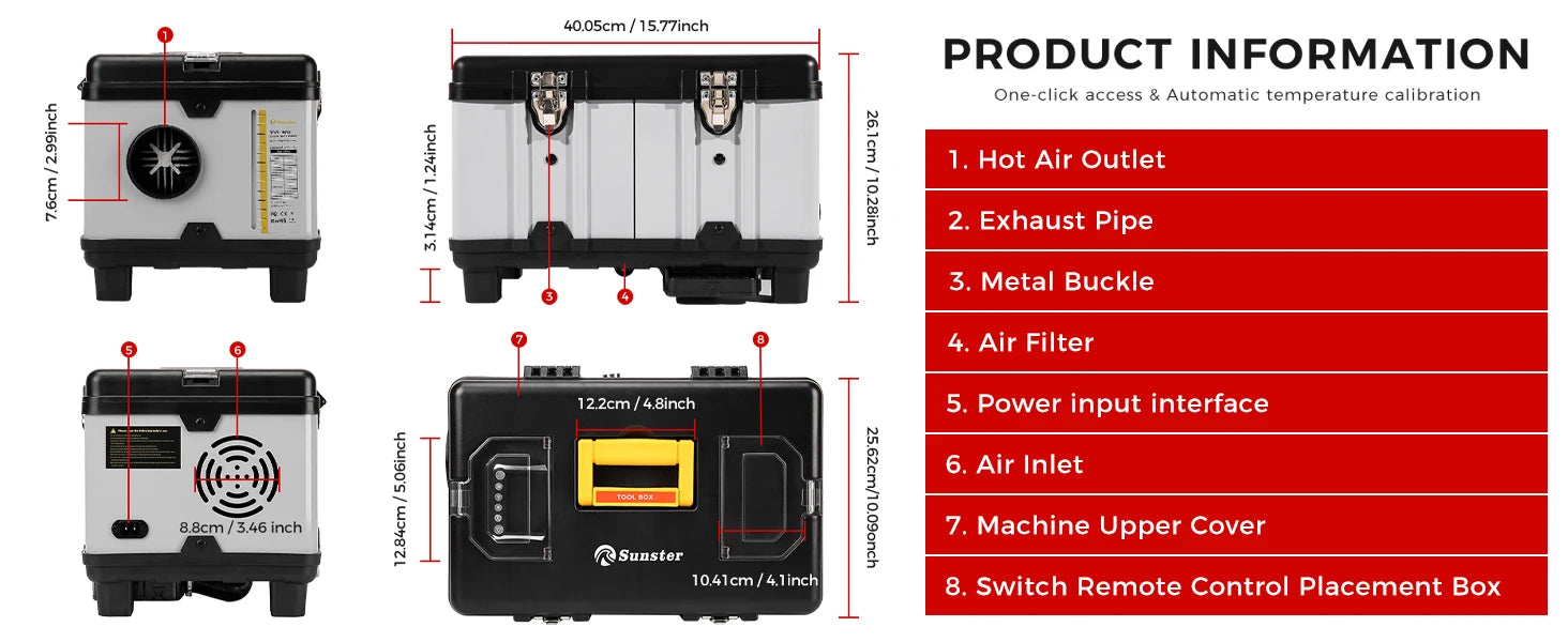 Sunster TB10pro 8KW Portable Diesel Air heater 12V/24V/220V w/Bluetooth APP/Ventiation mode/CO monitoring For Car Home Camper RV - trendingshoping.com