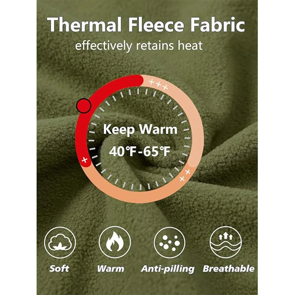 Men’s Full Zip Fleece Jacket – Winter Warm Windproof Outdoor Hoodie