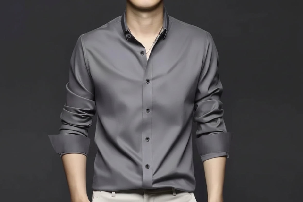 Men's Non-Iron Business Shirt Long Sleeve Breathable Lightweight - Formal Workwear