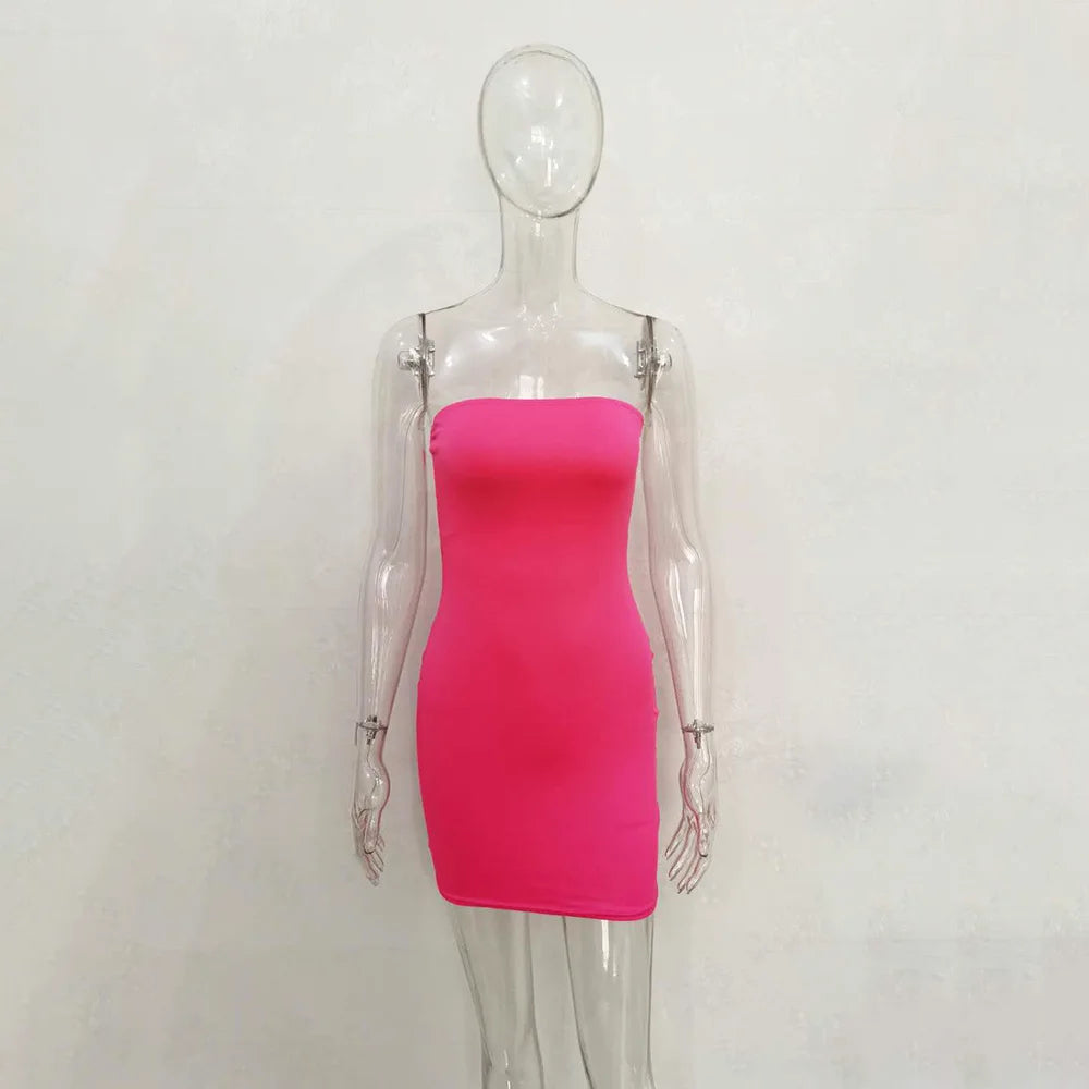 Women Off Shoulder Strapless Bodycon Mini Dress