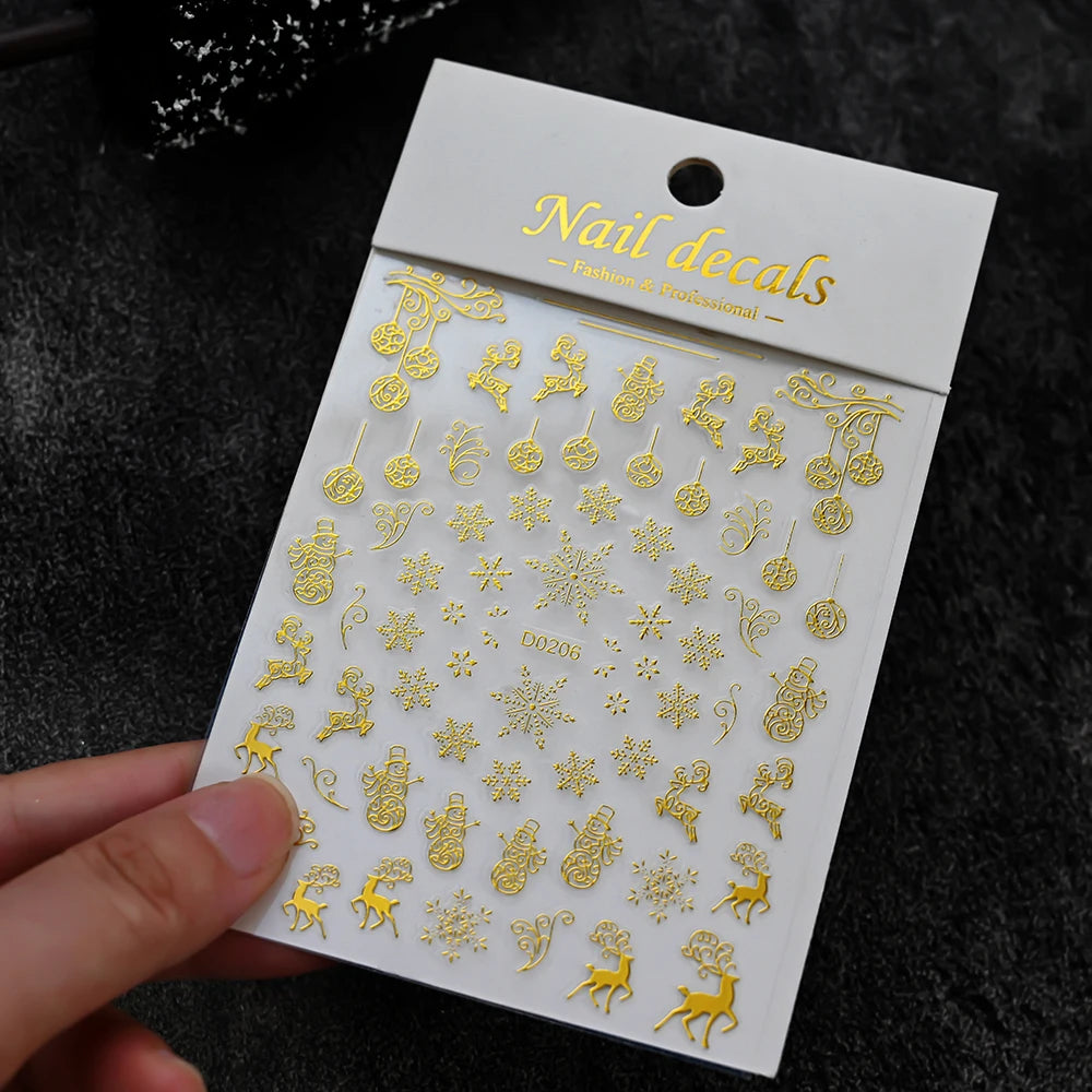 Christmas Santa Claus Elk Nail Art Stickers Snowman/Snowflake Cartoon Sliders