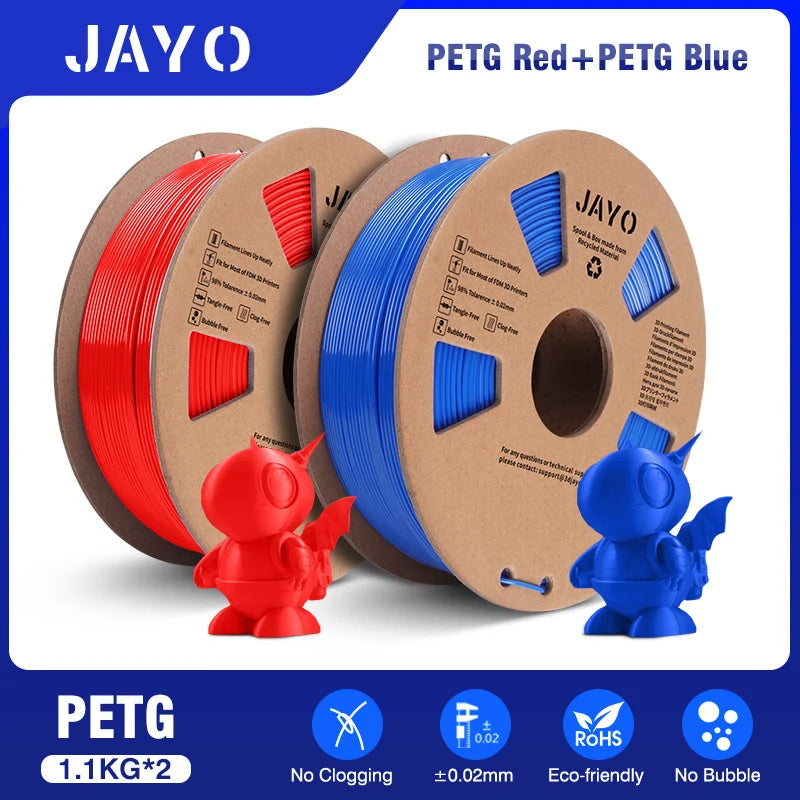 JAYO PETG/PLA/SILK/PLA Meta/PLA+/ABS 2Rolls 3D Printing Filament 1.75MM Children Creative Model Material For 3D Pen Filament - trendingshoping.com