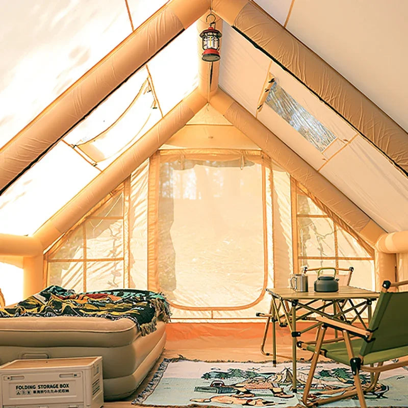 Large Inflatable Camping Tent Outdoor Overnight Shelter Complete Equipment Set With Sun Protection Rain Protection