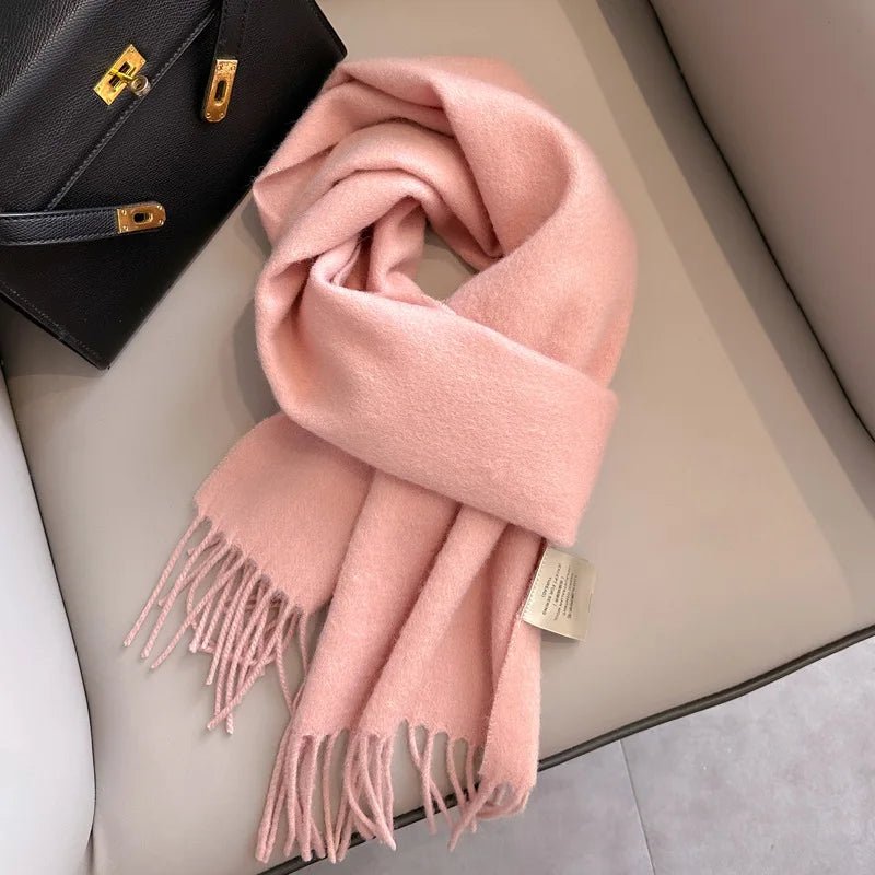 Winter Narrow Scarf 28 Color 100% Wool Scarf Hot Selling Solid Color Scarf Men's and Women's Universal Warm and Cold proof Scarf - trendingshoping.com