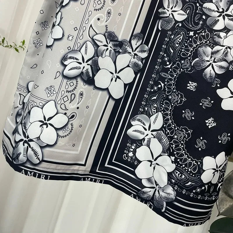 Men's Luxury Paisley Floral Shirt - Short Sleeve Digital Print Casual Top