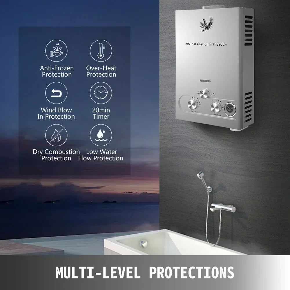 VEVOR LPG liquefied petroleum gas water heater 6L 8L 10L 12L 16L 18L liquefied petroleum gas propane butane water heater - trendingshoping.com