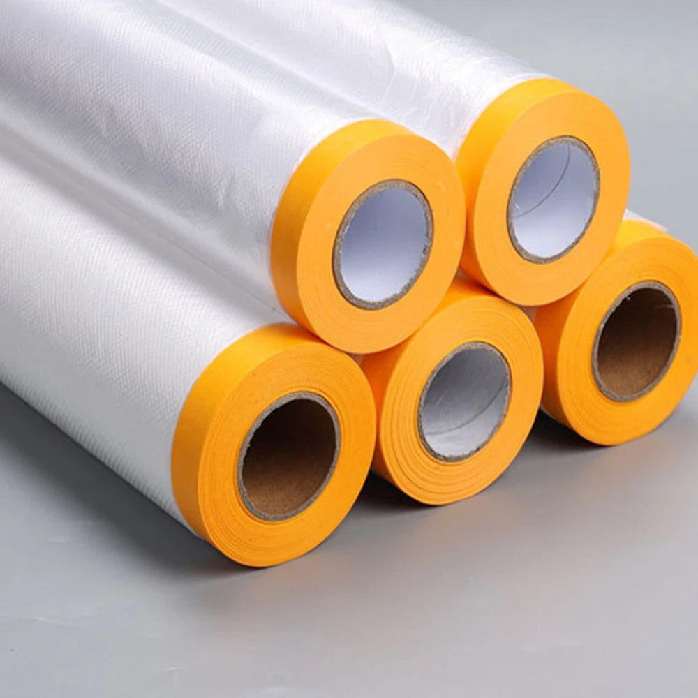Pre-Taped Masking Film 20M | Clear Plastic Sheeting for Painting & Auto Use