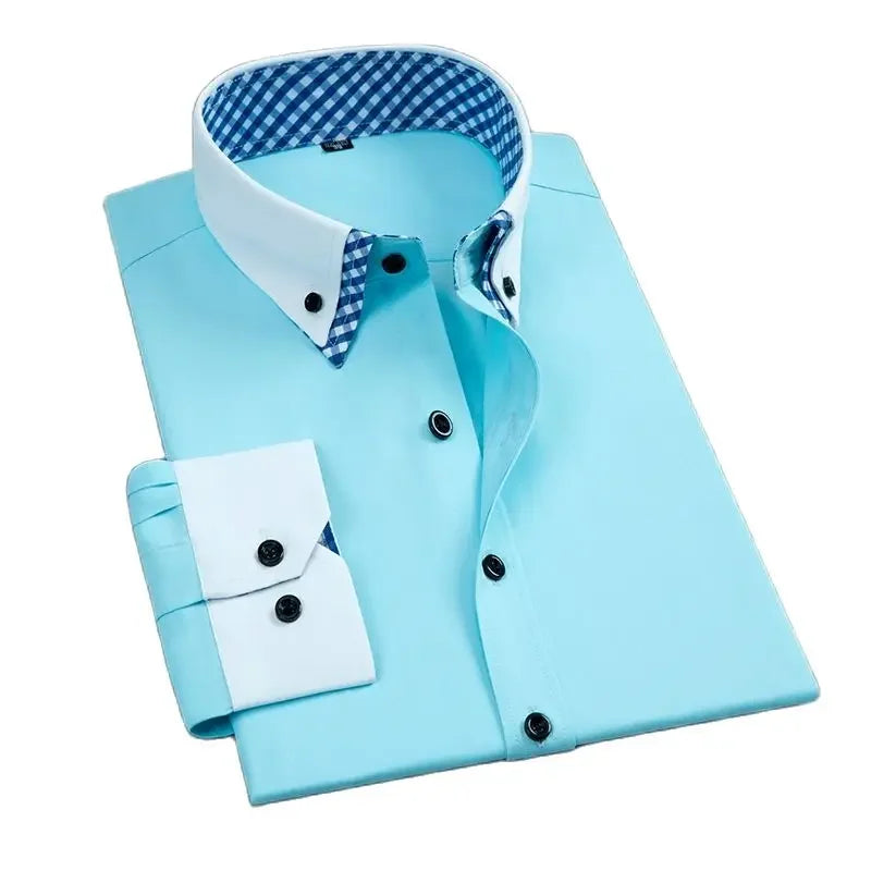 Men’s Long Sleeve Non-Iron Dress Shirt Regular Fit Formal Business Button Shirt