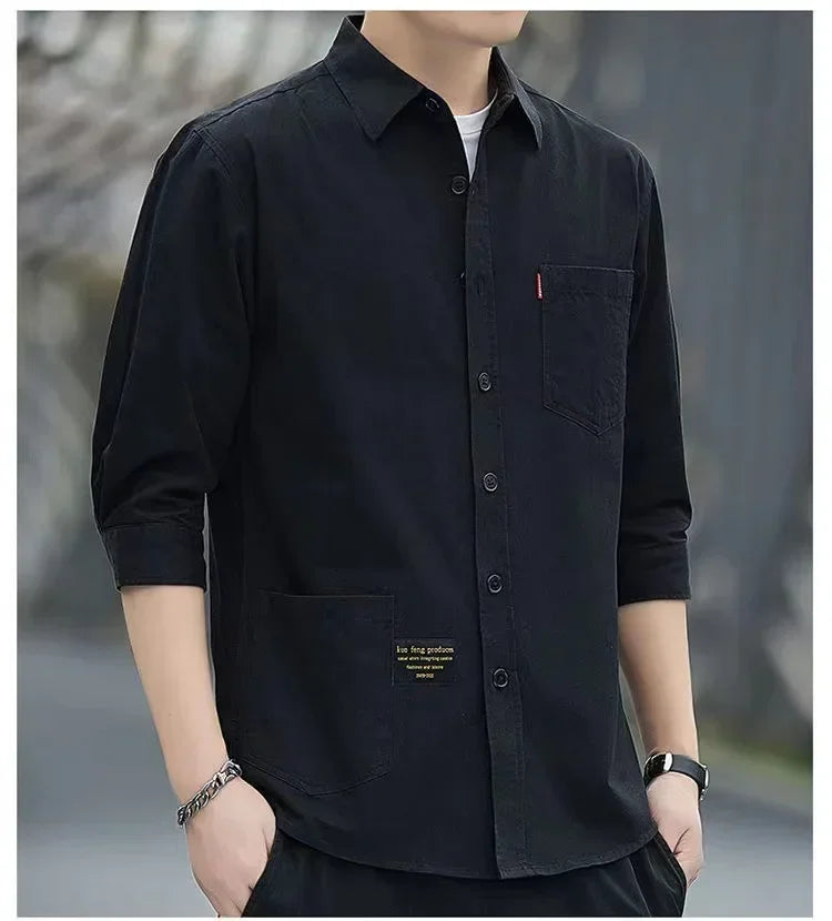 Men’s Solid Color Short Sleeve Casual Shirt