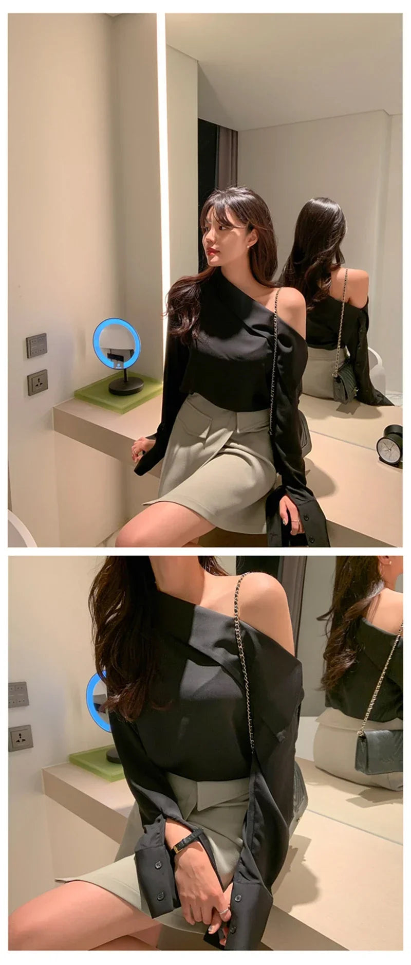 Spring Summer Women’s Off Shoulder Long Sleeve Casual Top