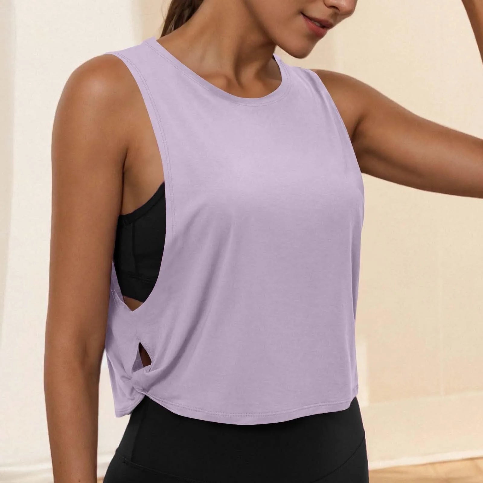 Women’s Sleeveless Yoga Top Breathable Workout Tank Crop Top Athletic Running Vest