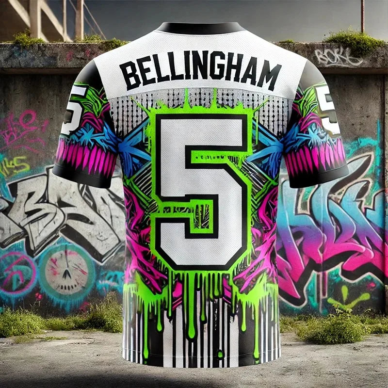 2025 Football Jersey Graffiti Pattern Bellingham Quick Drying Breathable Outdoor Sports T Shirt