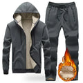 Mens Winter Tech Fleece Tracksuit Set Warm Hooded Sweatshirt and Pants Two Piece