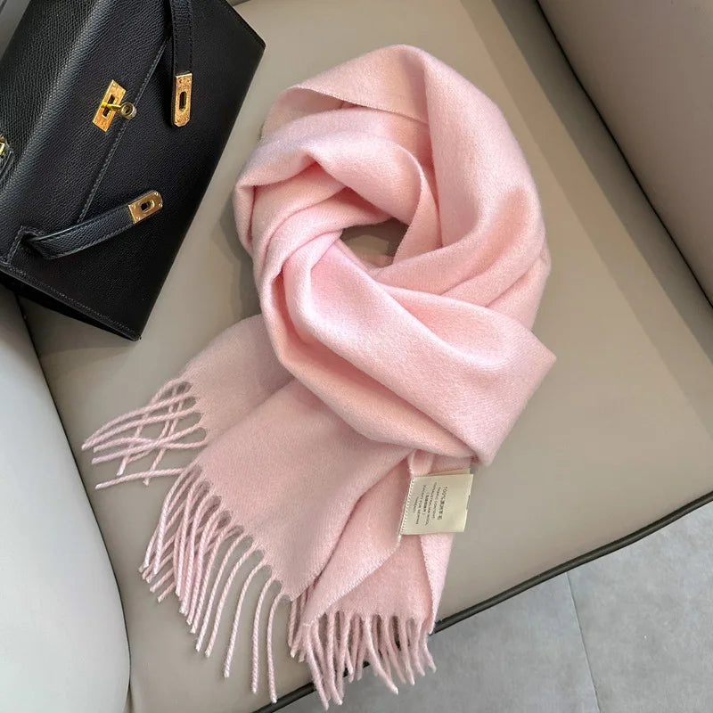 Winter Narrow Scarf 28 Color 100% Wool Scarf Hot Selling Solid Color Scarf Men's and Women's Universal Warm and Cold proof Scarf - trendingshoping.com