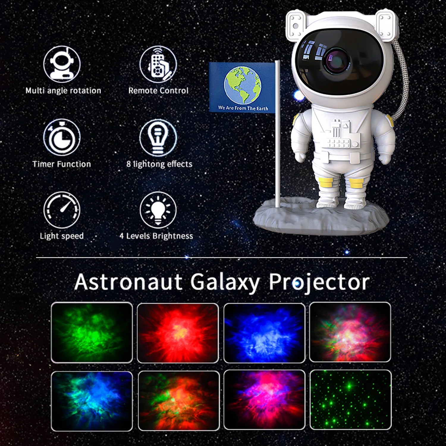 Galaxy Astronaut Projector with Bluetooth Music Speaker App Control Timer Nebula Star Space Projector Night Light for Kids Gift