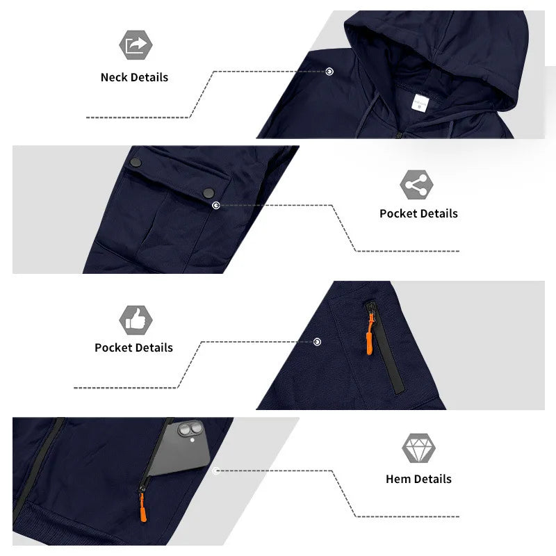 Men’s Winter Heavy Fleece Zip-Up Hoodie – Warm Casual Sportswear