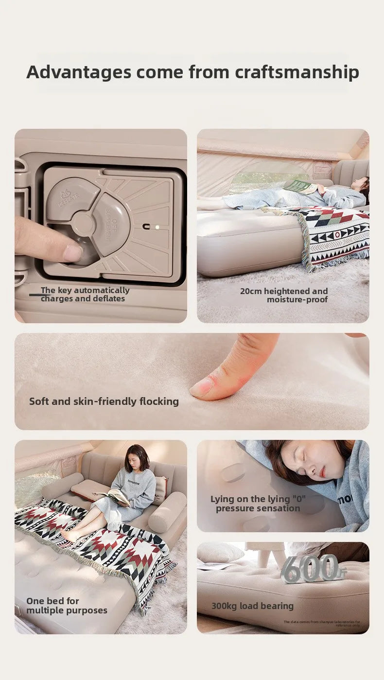 Outdoor Camping Inflatable Sofa Portable Folding Air Mattress For Hiking Tent Home Use