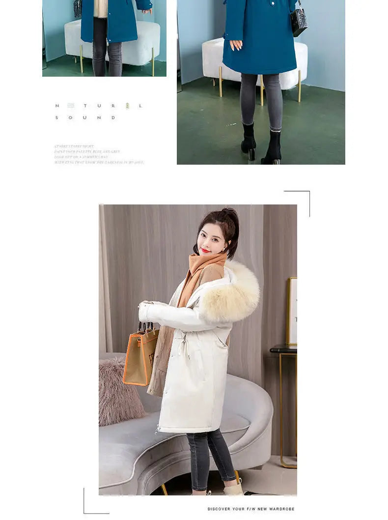 2023 Oversized 6XL Female Parka Winter New Loose Wool Liner Jacket Women's Thick Hooded Coat Ladies Warm Padded Long Snow Parkas - trendingshoping.com