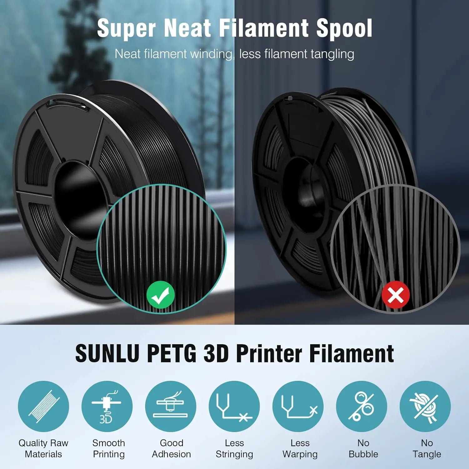 SUNLU 3D Printer Filament 1.75mm PLA and Other Material Options