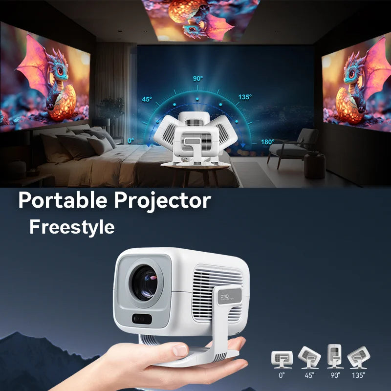 HUAWEISHI 4K Projector Android Native Portable 1080P Auto Focus 600ANSI Video home Cinema Outdoor hd led Projetor - trendingshoping.com