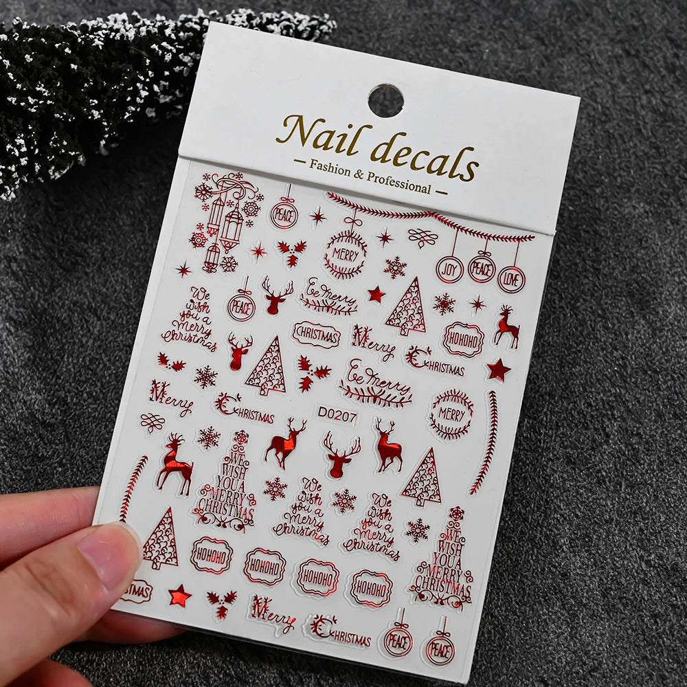 Christmas Santa Claus Elk Nail Art Stickers Snowman/Snowflake Cartoon Sliders