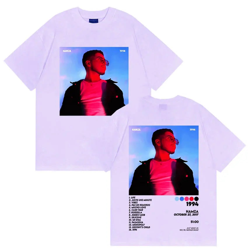 Rapper HAMZA 1994 Tour New Album Merch T Shirts Men's Clothing Rock Hip Hop Gothic T Shirt Vintage Oversized 100% Cotton T-shirt