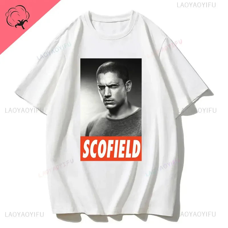 Men Vintage T Shirts Tv Series Prison Break Aesthetic Clothing Michael Scofield Y2k Shirt Streetwear Printed T-shirt Top Cotton