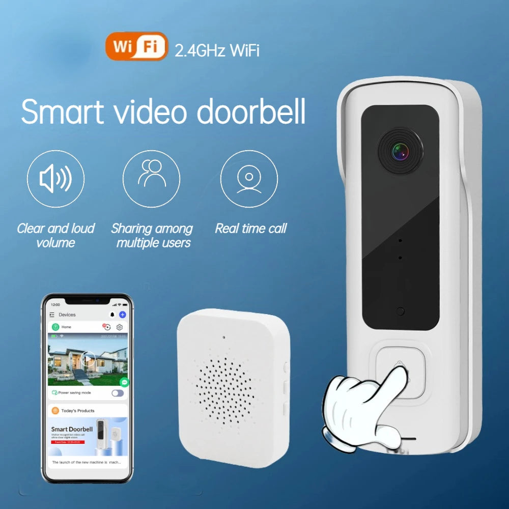 2024 New Electronic Doorbell With 100 Degree Wide Angle Lens Cloud Storage Support Ultra Low Power Consumption