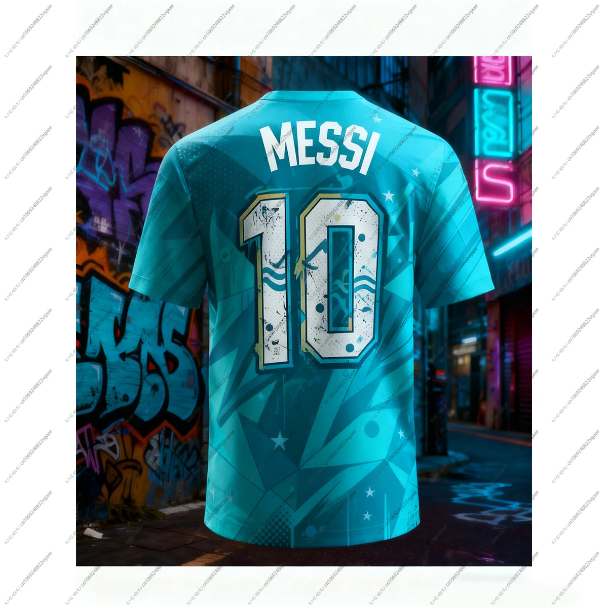 Football Jersey T Shirt Men Boys Kids Casual Breathable Quick Drying Soccer Sports Top Messi 10
