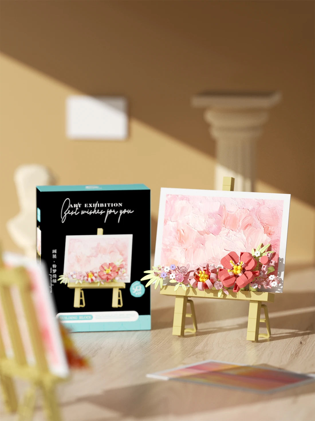 Mini Flower Painting Shelf Building Block Sets With Wooden Easel Educational Toys DIY Home Decor Mother's Day Gifts