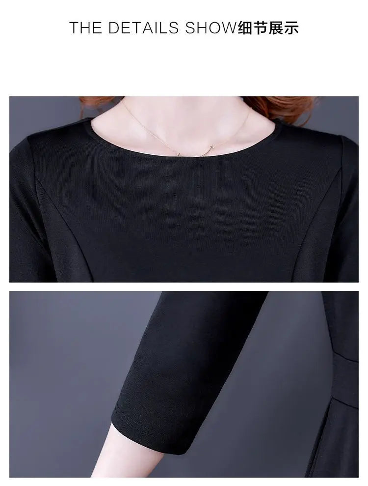 Dress Women's Fashion Western Style Spring and Autumn Clothing New Collection Waist Cinching Slimming Small Black Dress