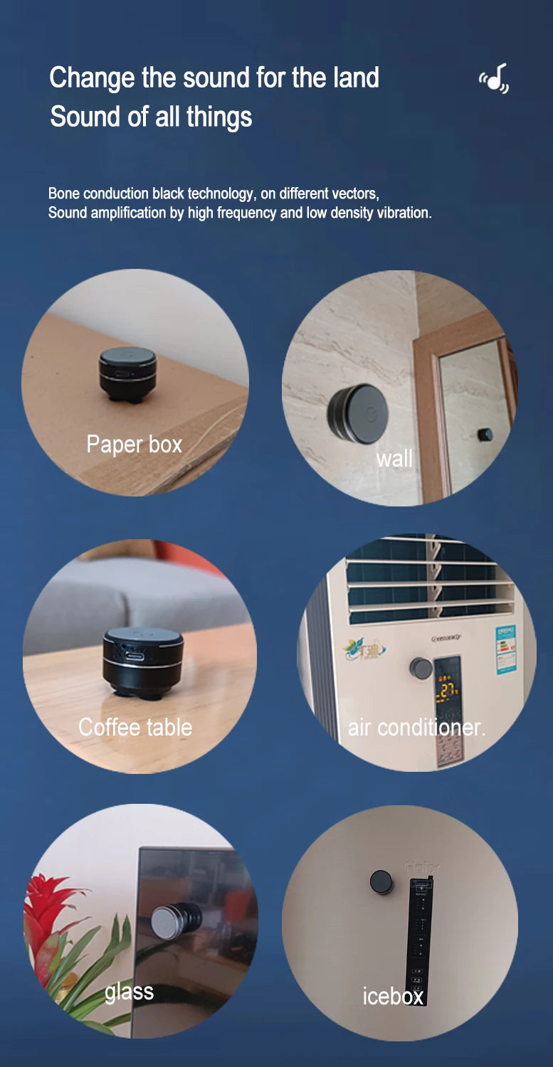 Bone conduction wireless speaker - sucker mount, TWS hi-fi sound enhanced bass, wearable loop, resonance features dynamic audio