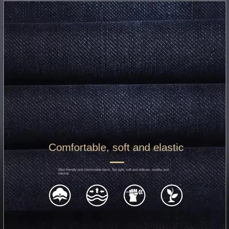 Mens Straight Leg Jeans High Quality Light Luxury Embroidered Casual Versatile Fashion Slimming Smooth Silhouette Style