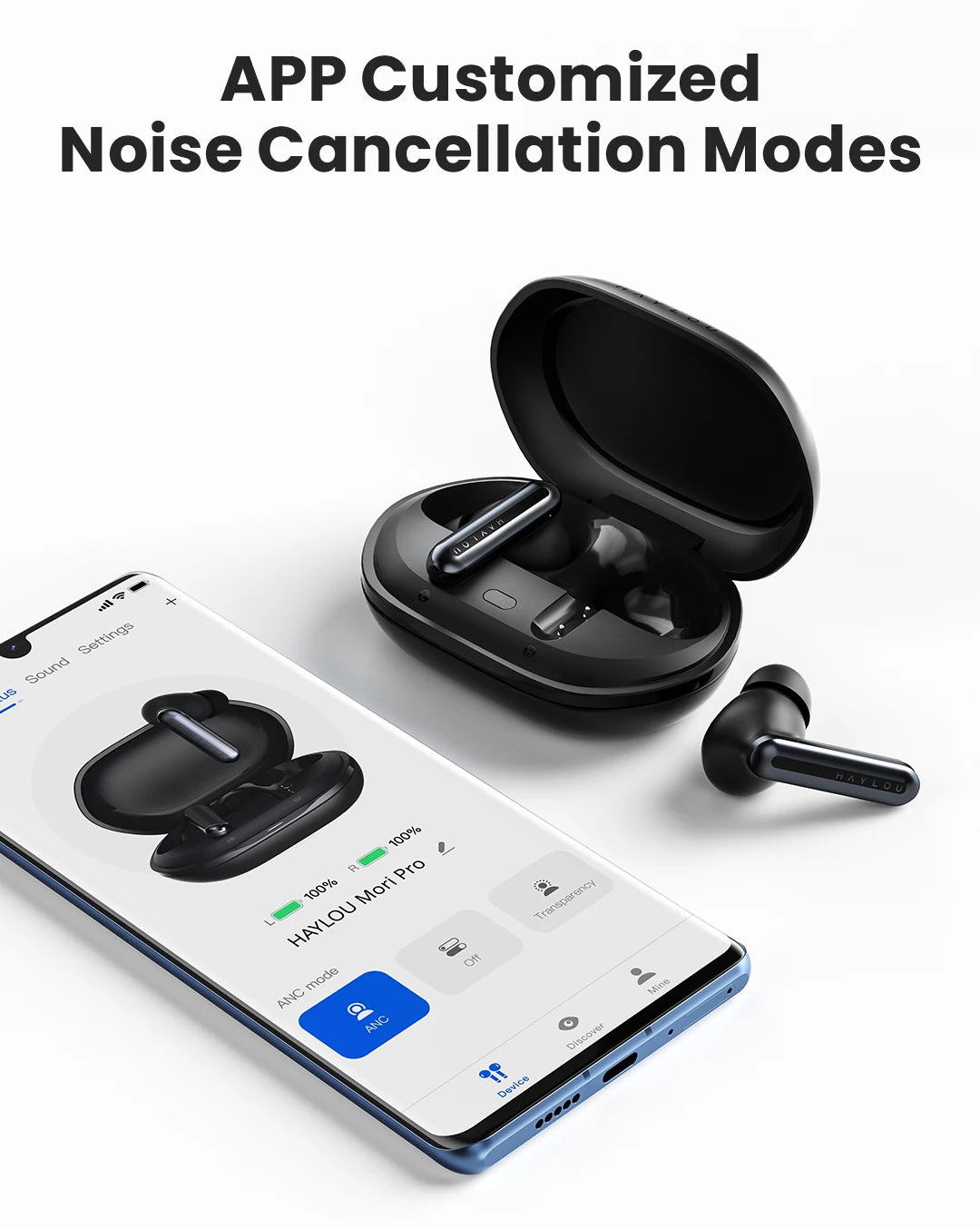HAYLOU Mori Pro Bluetooth 5.4 Earphones -43dB ANC Active Noise Cancellation Earbuds 6 Mic Wireless Headphones 35H Battery Life - trendingshoping.com