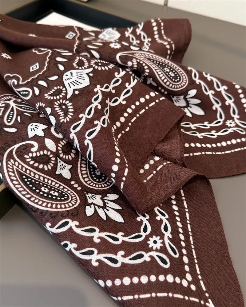 Luxury Cashew Square Scarf For Women Soft 70*70cm Neck Scarf Shawl Warp Elegant Neckerchief Bandanas Paisley Print Hijab