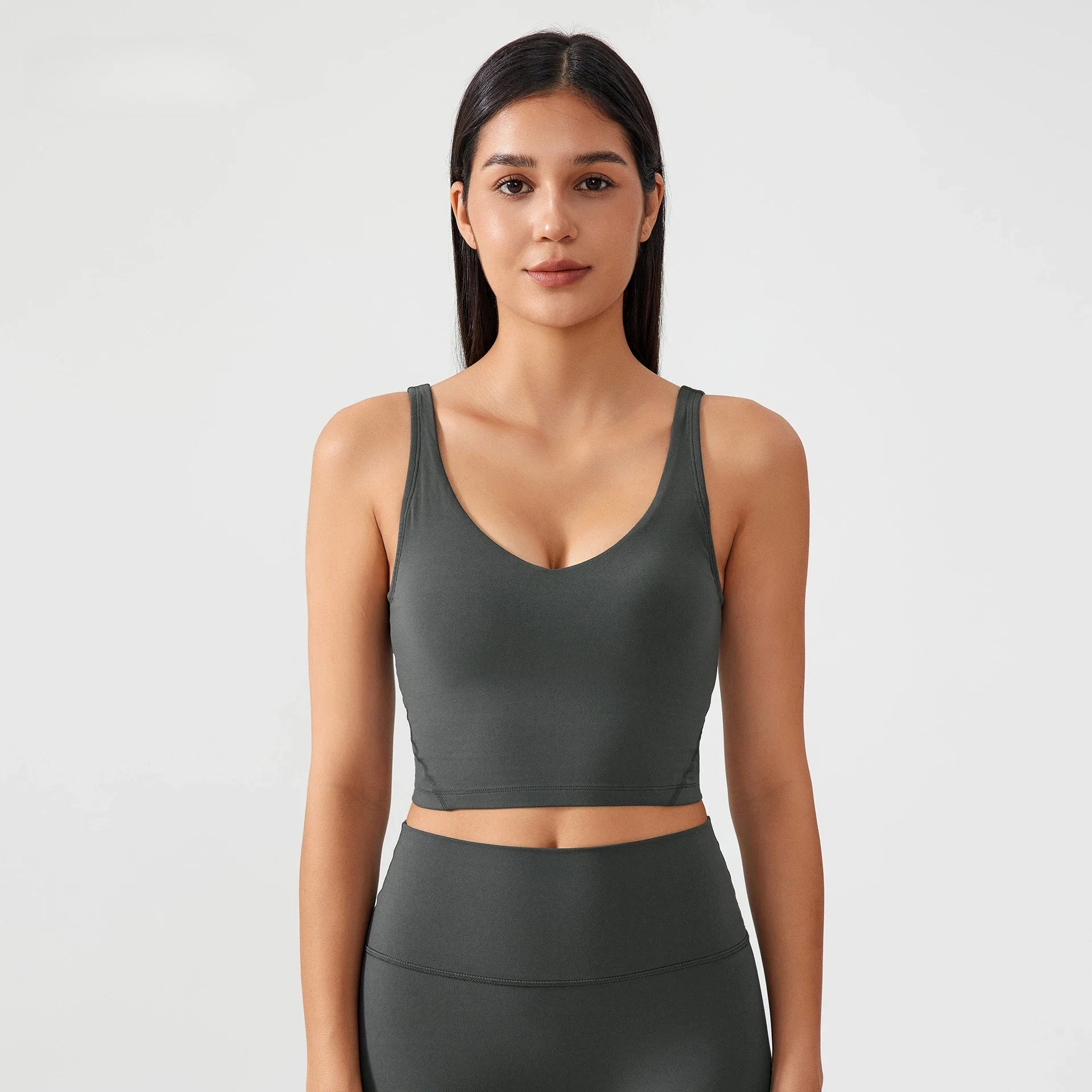 Women’s Sports Bra Yoga Top with Fixed Chest Pad Gym Vest U-Shaped Back Fitness Crop Top