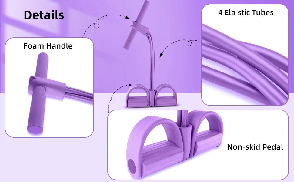 4 Level Resistance Band Tensioner Non Slip Handle Fitness Equipment for Abdominal and Yoga Training