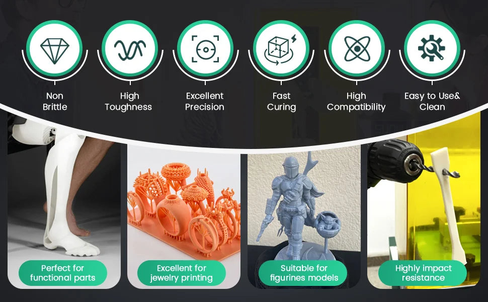 SUNLU ABS-Like 3D Printer Resin – 405nm Rapid UV-Curing, Water Washable, 1000g Bottle