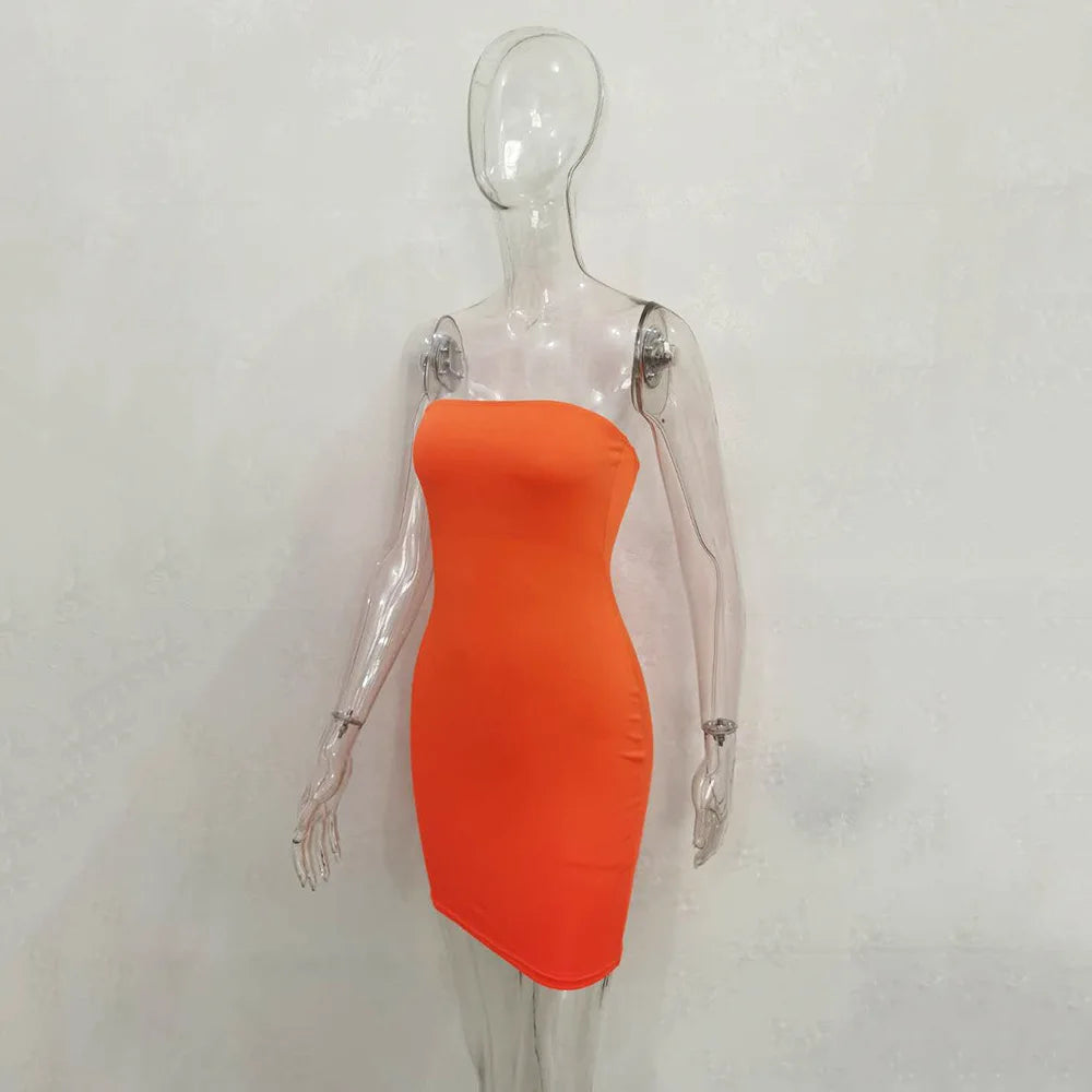 Women Off Shoulder Strapless Bodycon Mini Dress