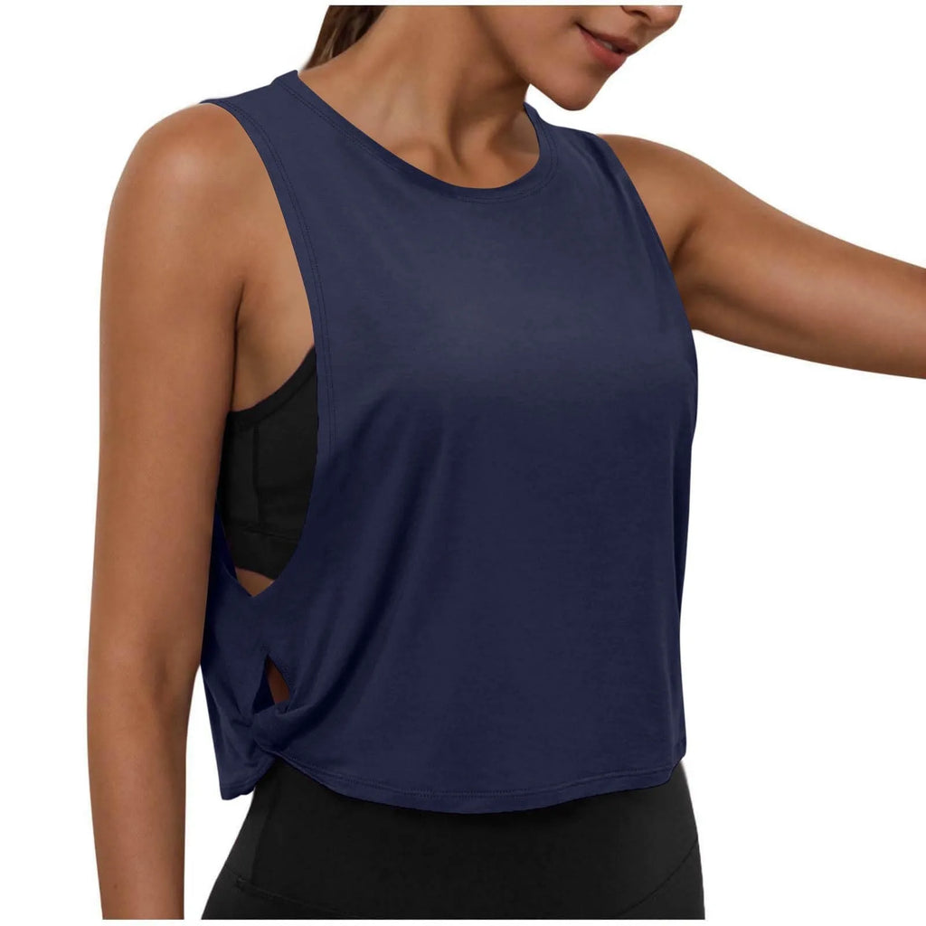 Women’s Sleeveless Yoga Top Breathable Workout Tank Crop Top Athletic Running Vest