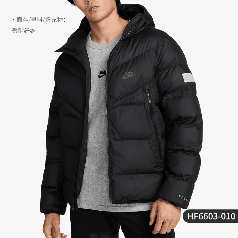 Professional Windproof Men's Winter Jacket - Water-Repellent Storm-Performance Outerwear - Insulated Warm Sportswear Jacket (HF6603-010) - Black